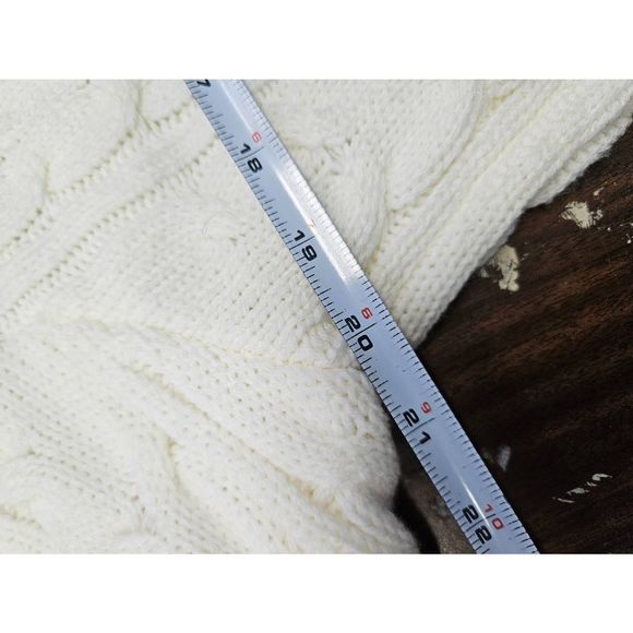 Xray Jeans Off White Cableknit Turtleneck Sweater Large Chunky Fall Winter Cream - Picture 9 of 11